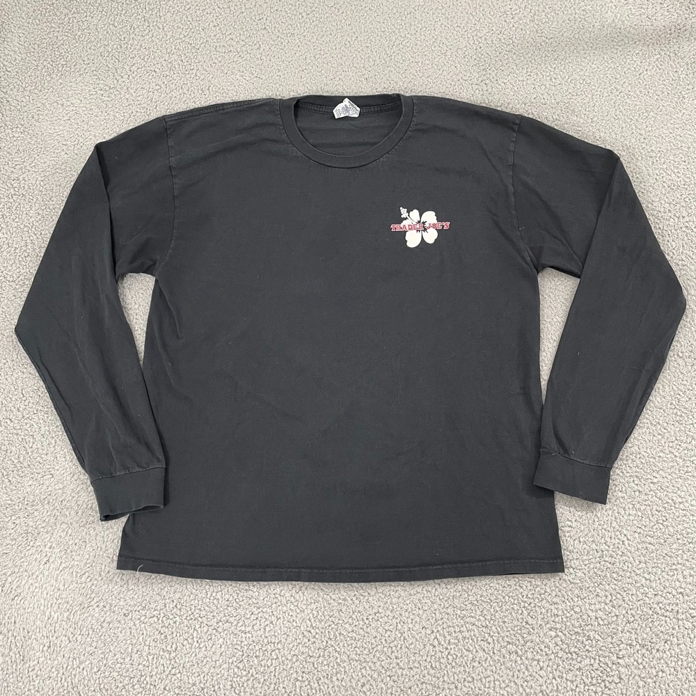 Trader Joe's Retro Employee Shirt Men XL Black Long‎ Sleeve Tee